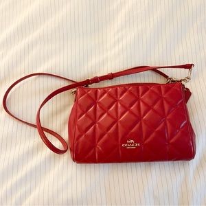 Red quilted coach crossbody